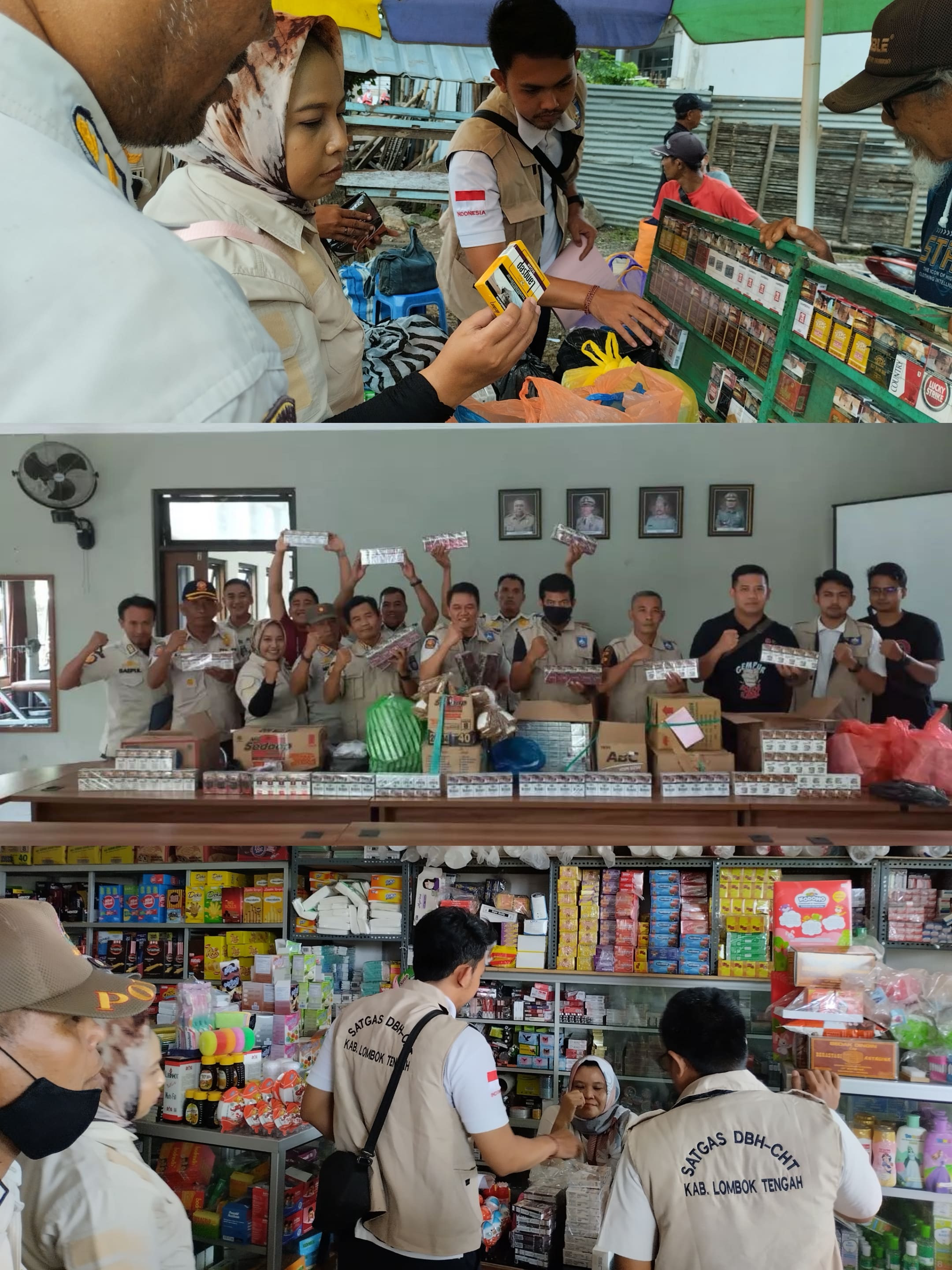 GEMPUR ROKOK ILEGAL, SAT POL-PP LOMBOK TENGAH BERSAMA BEA CUKAI SITA RIBUAN BATANG ROKOK ILEGAL